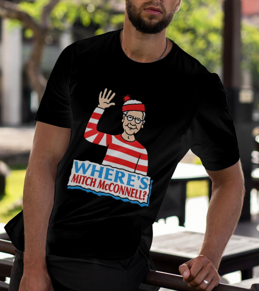 Where's Mitch McConnell Red White Stripes Waving T-Shirt