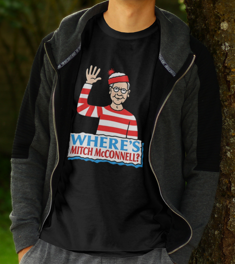 Where's Mitch McConnell Red White Stripes Waving T-Shirt