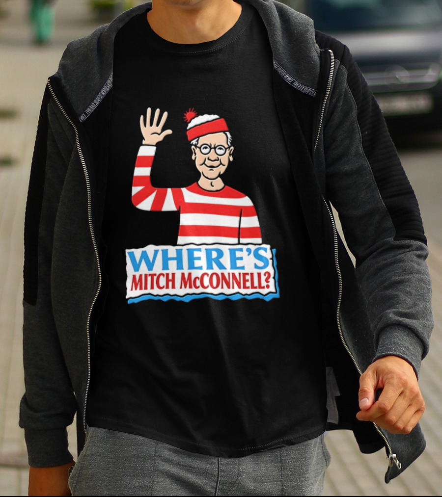 Where's Mitch McConnell Red White Stripes Waving T-Shirt