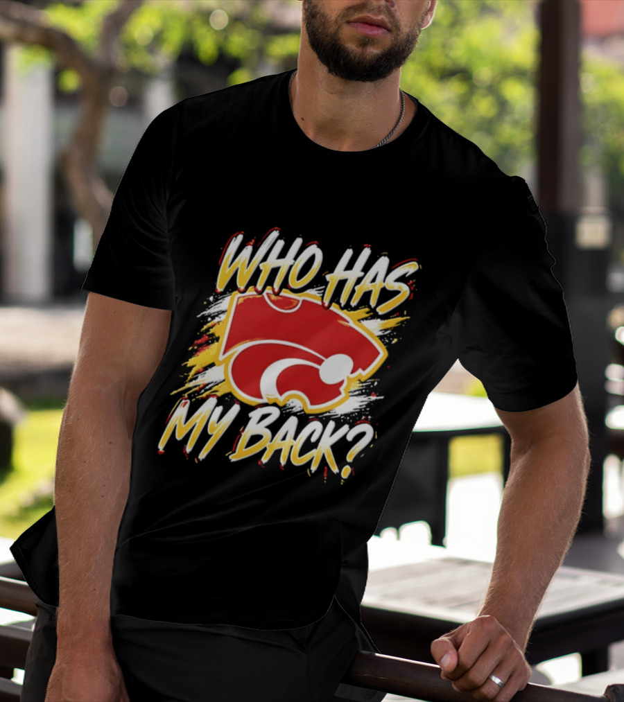 Wildcat Who Has My Back Bold Red And White Paw Print T-Shirt