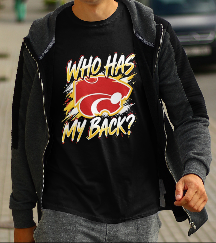 Wildcat Who Has My Back Bold Red And White Paw Print T-Shirt
