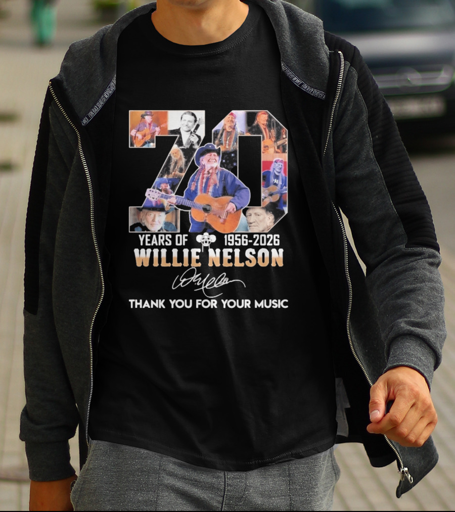 70 Years Of Willie Nelson Music 1956 2026 Thank You For Your Music T-Shirt