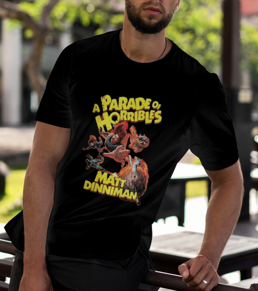 A Parade Of Horribles Matt Dinniman Action Fantasy Characters Flying Flaming Ball Adventure T-Shirt
