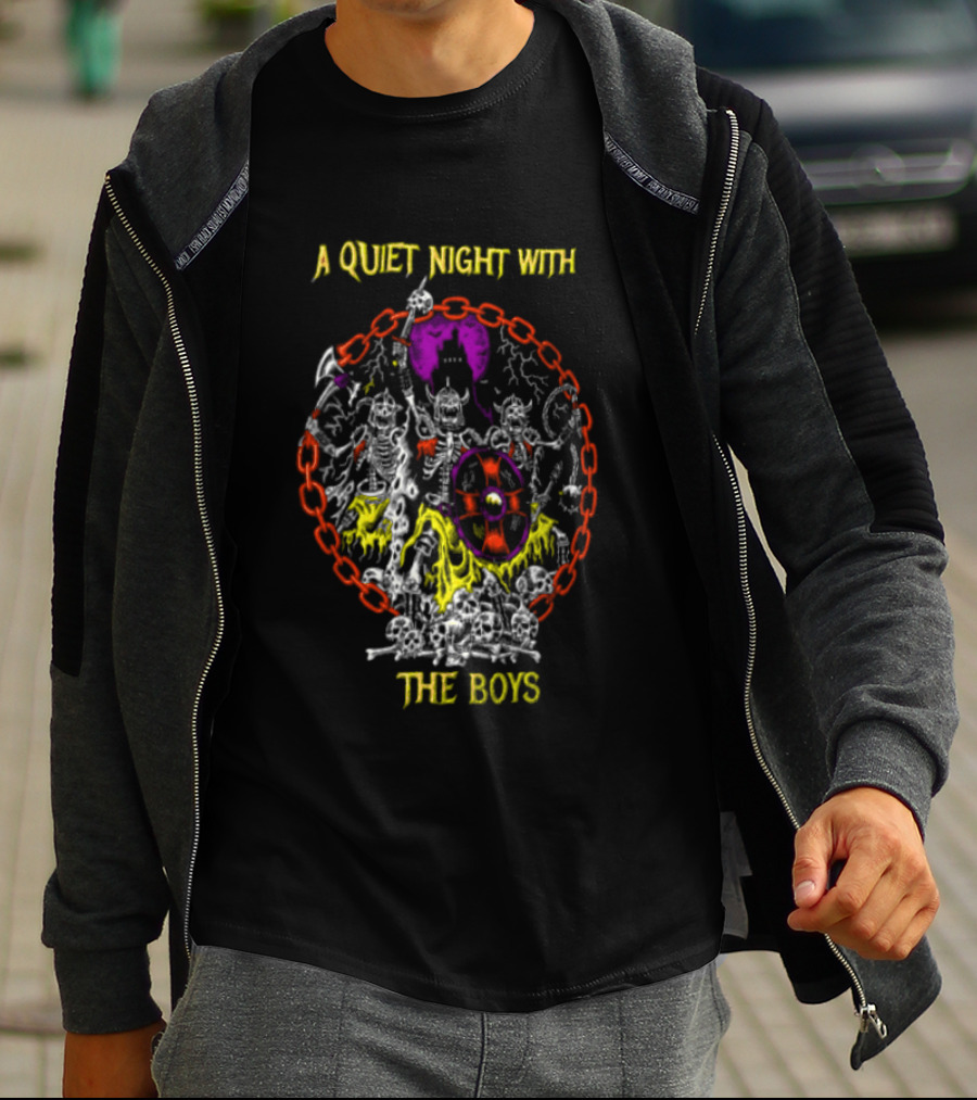 A Quiet Night With The Boys Skeleton Warriors Viking Horde T-Shirt
