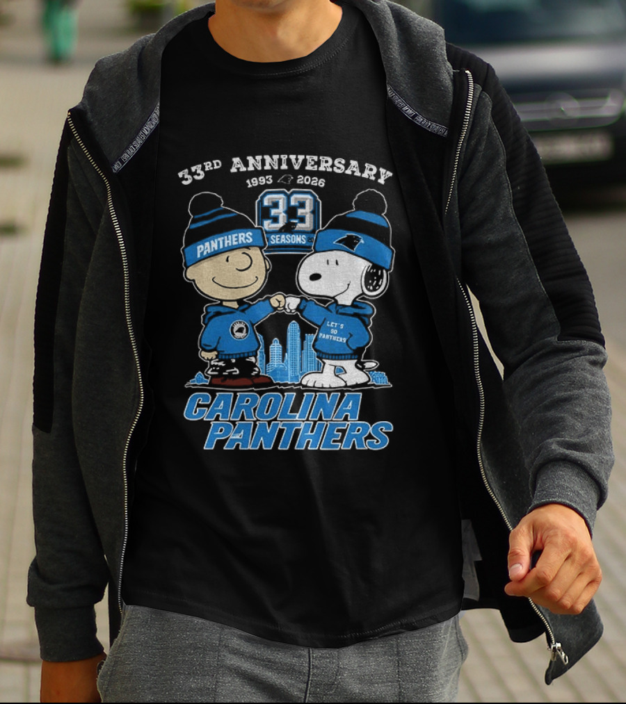 Charlie Brown Snoopy Carolina Panthers 33rd Anniversary 1993 2026 Seasons T-Shirt
