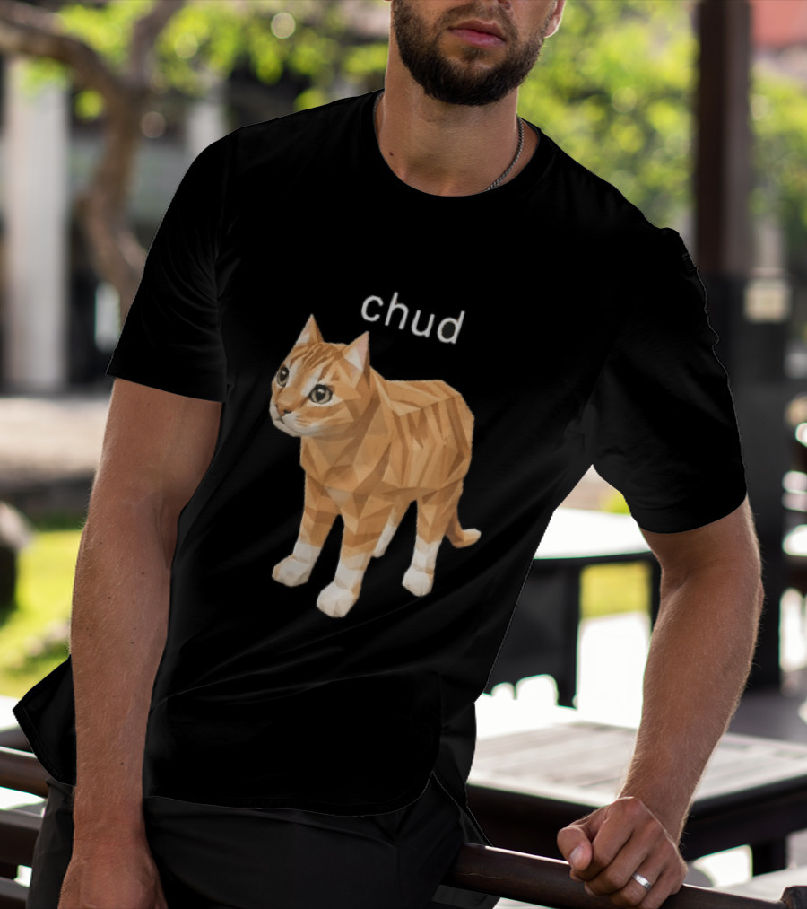 Chud Low Poly Geometric Orange Tabby Cat T-Shirt