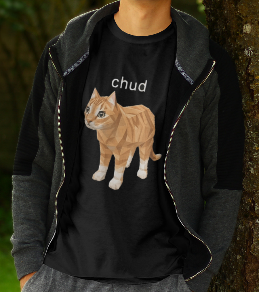 Chud Low Poly Geometric Orange Tabby Cat T-Shirt