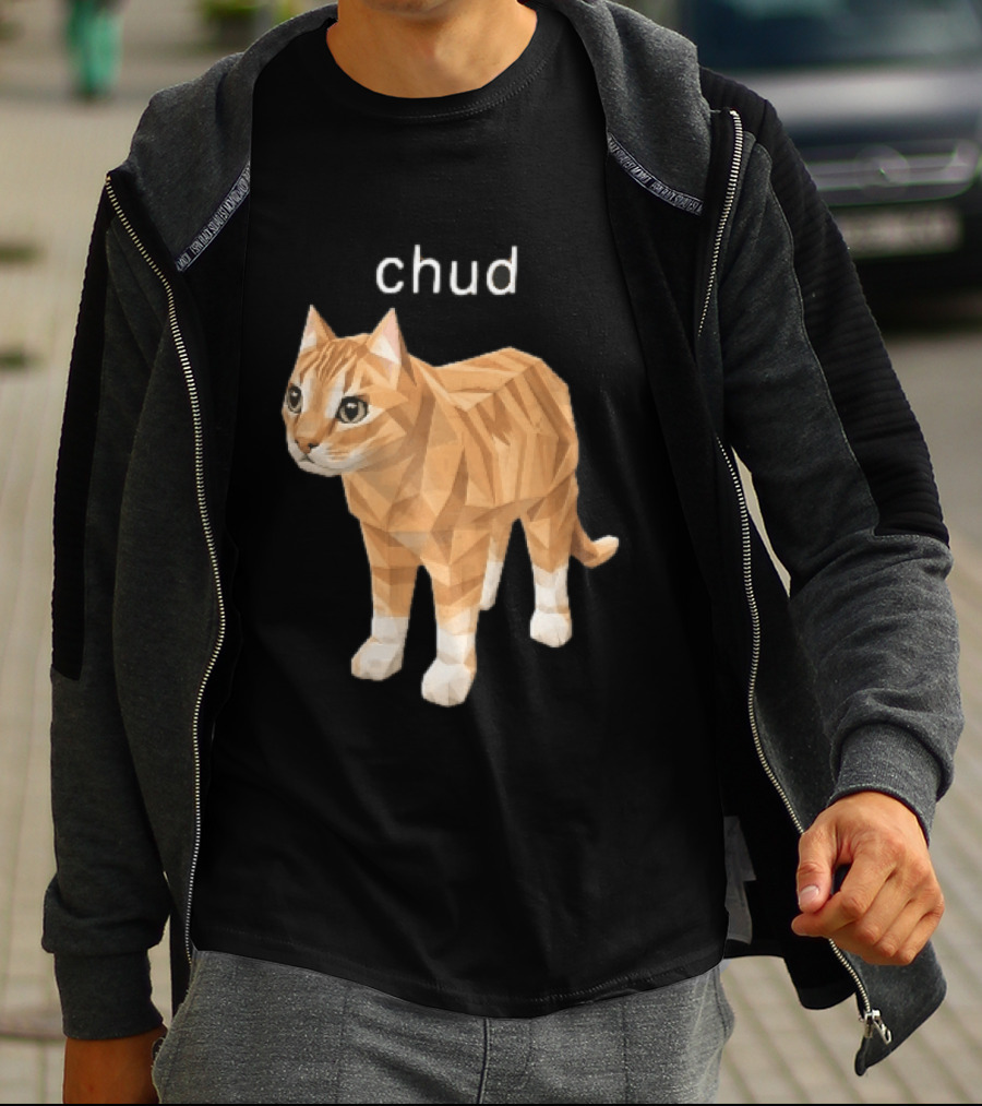 Chud Low Poly Geometric Orange Tabby Cat T-Shirt