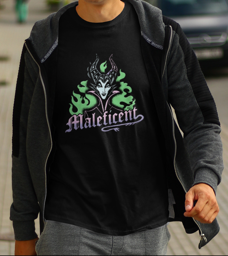 Disney Maleficent Horned Villain Green Flames T-Shirt