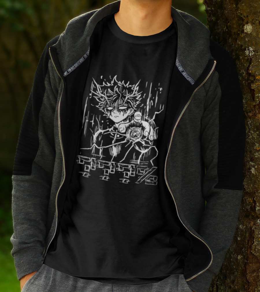 Question Marks Percent Glowing Eyes Anime Boy Telekinetic Energy Line T-Shirt