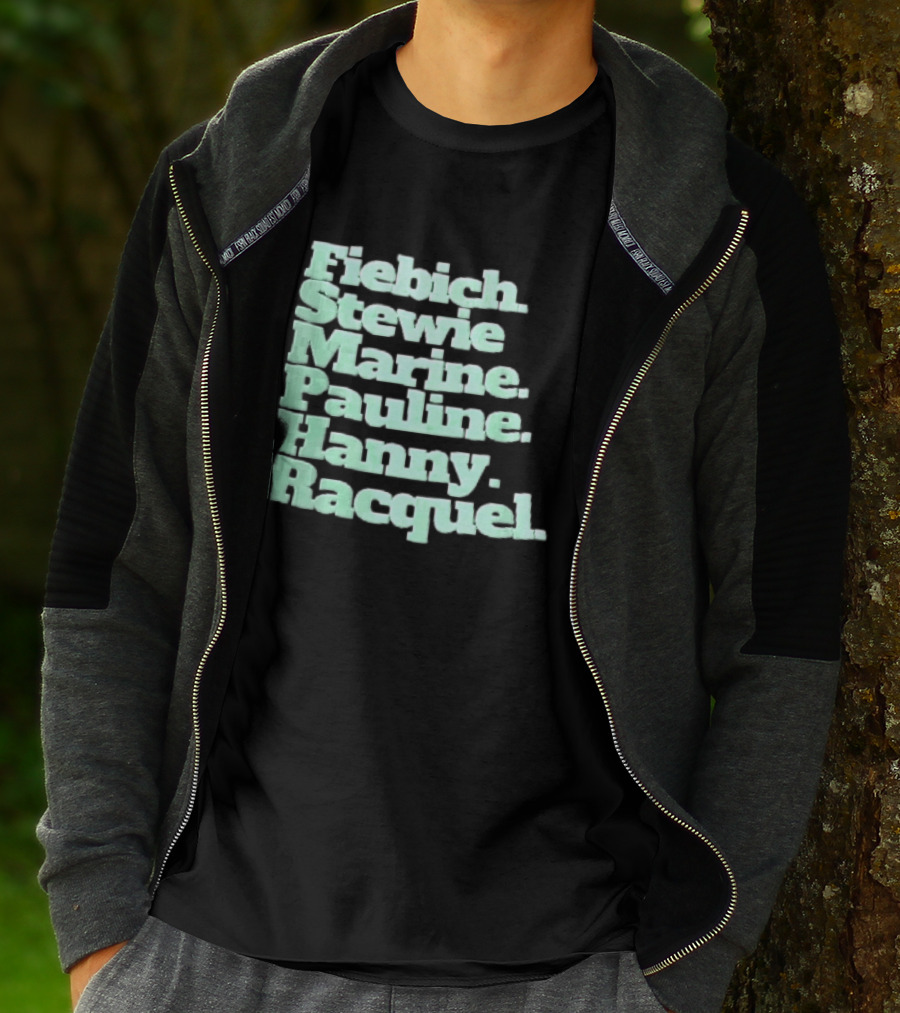 Fiebich Stewie Marine Pauline Hanny Racquel Mint Green Stacked Name List T-Shirt