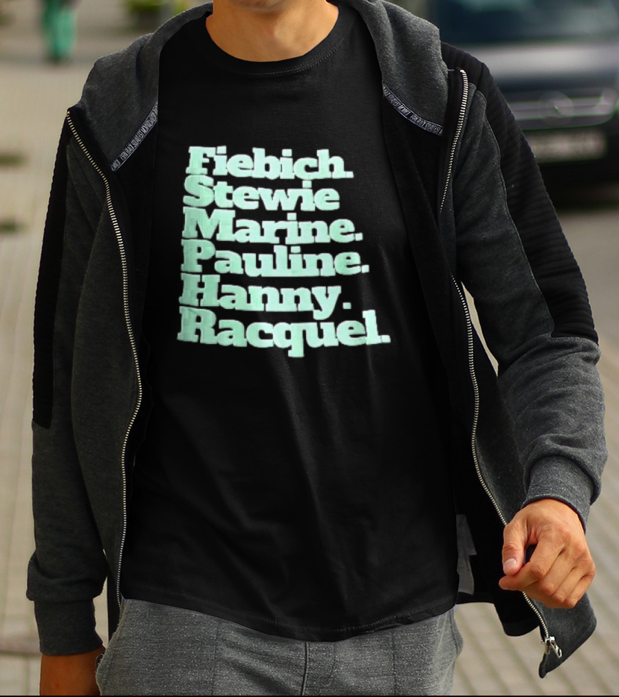 Fiebich Stewie Marine Pauline Hanny Racquel Mint Green Stacked Name List T-Shirt