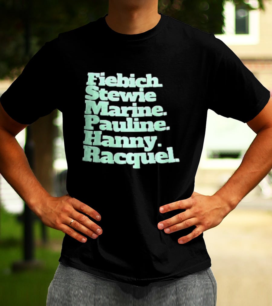 Fiebich Stewie Marine Pauline Hanny Racquel Mint Green Stacked Name List T-Shirt