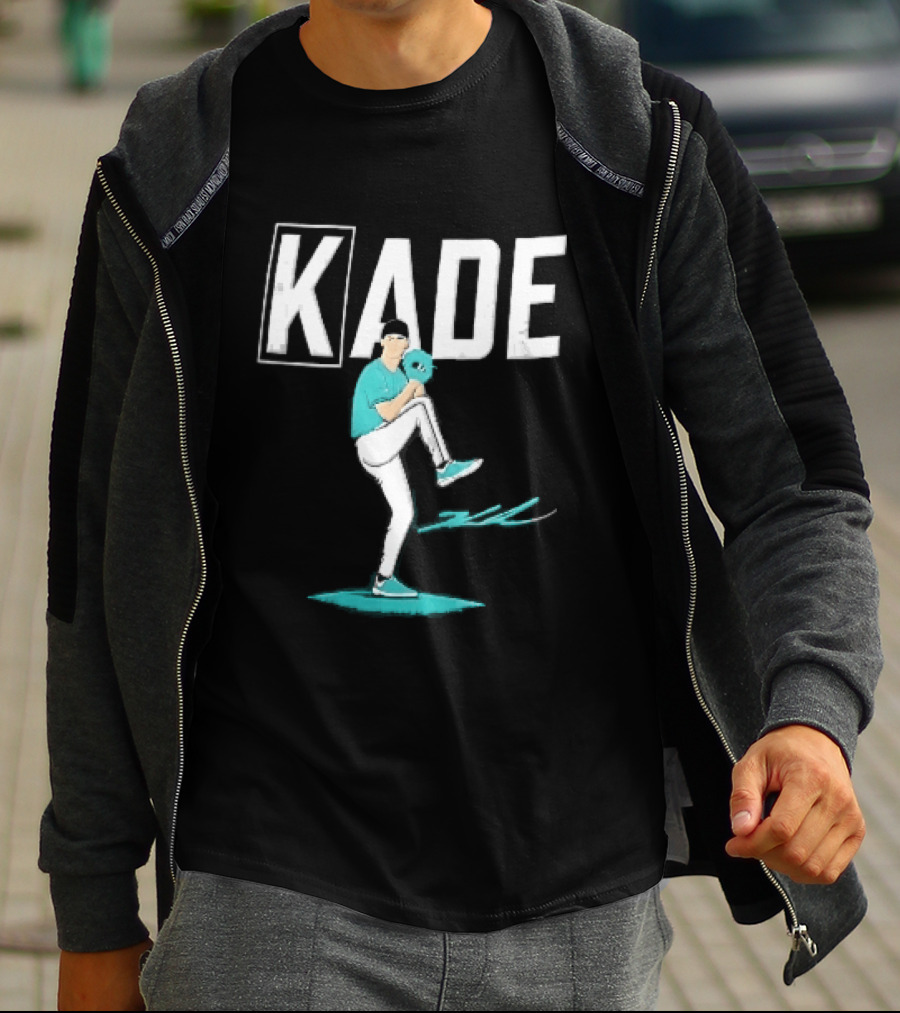 Kade Baseball Pitcher Teal Jersey Mound Action Cartoon T-Shirt