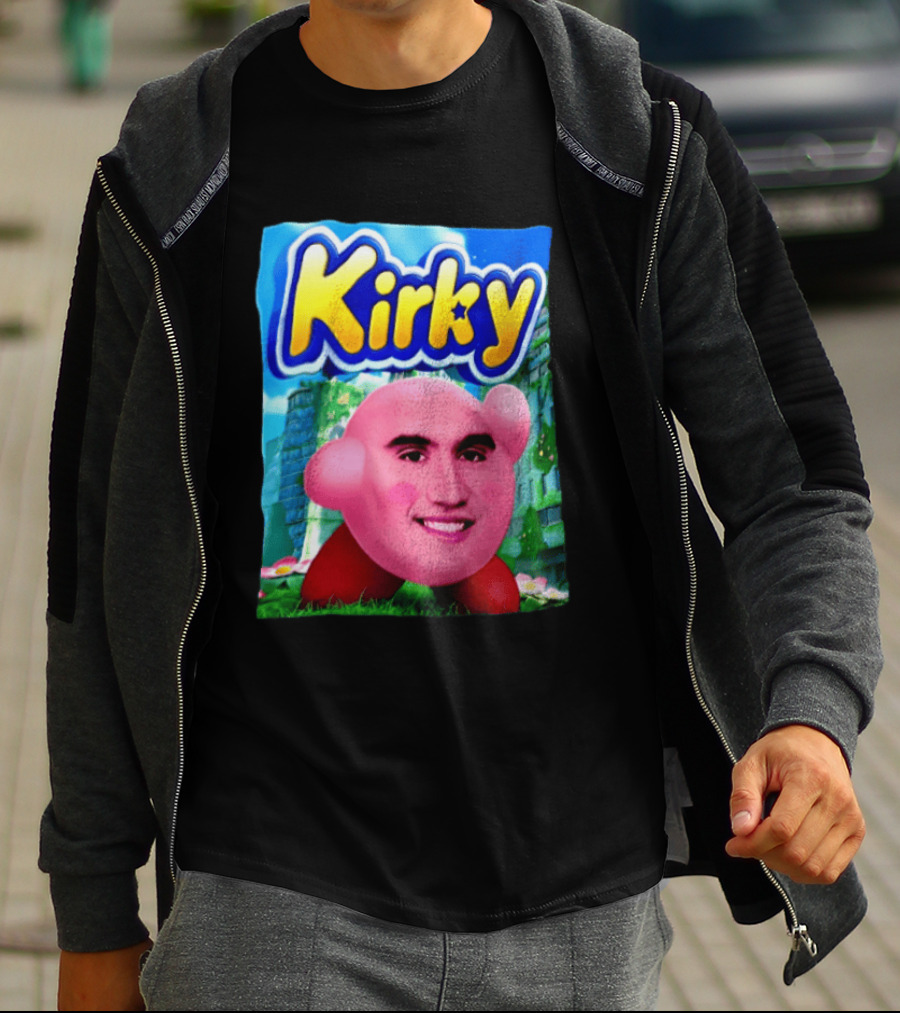 Kirky Kirby Nintendo Inspired Face Mashup Retro Gaming Nostalgia T-Shirt