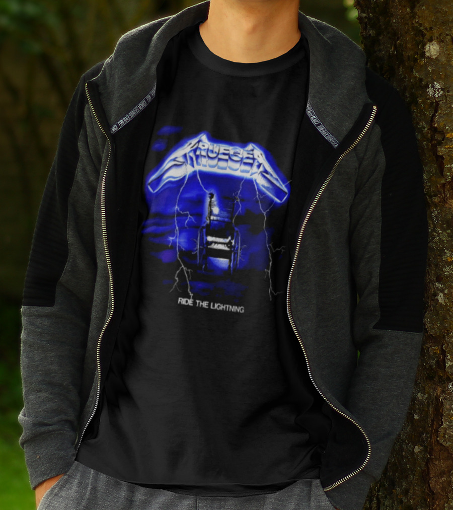 Krueger Ride The Lightning Wheelchair Electric Blue Thunderbolt T-Shirt
