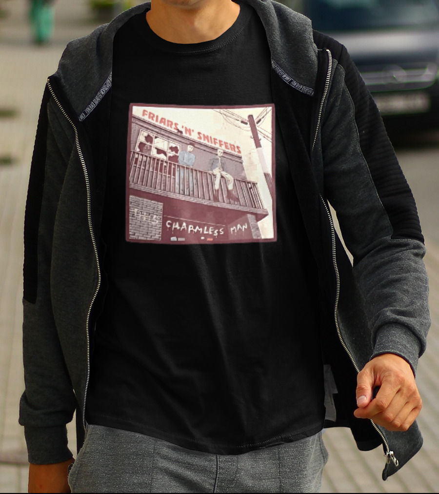 Friars N Sniffers Charmless Man Two Figures Balcony Broken Windows T-Shirt