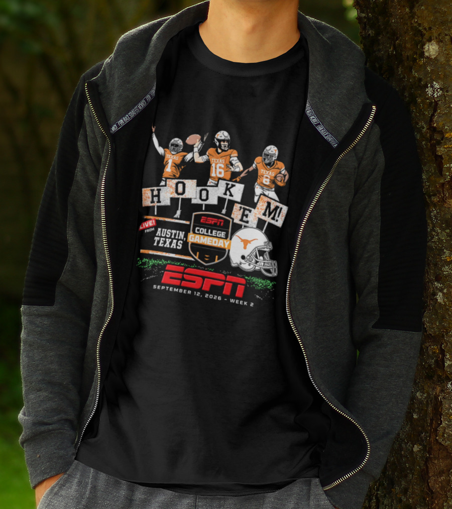 Texas Longhorns Quinn Ewers ESPN College Gameday Hook 'Em Austin Texas 2026 T-Shirt