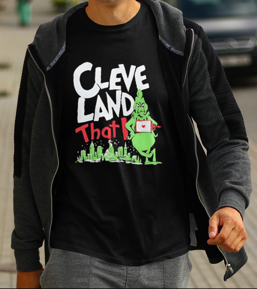 Cleveland That I Grinch Holiday Skyline Sweater T-Shirt