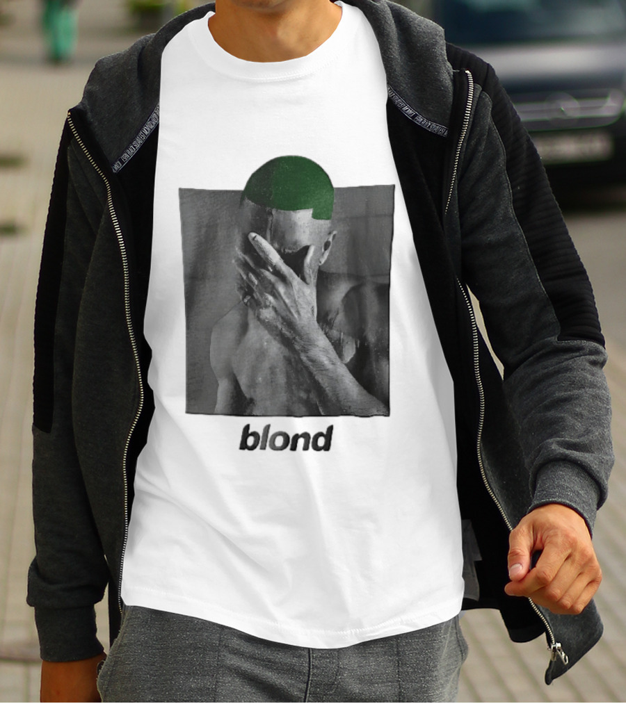 Blond Frank Ocean Green Hair Covering Face Halftone T-Shirt
