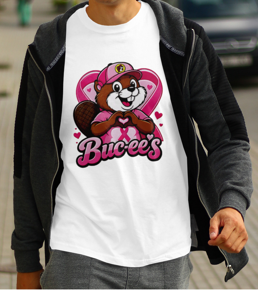 Buc Ee's Pink Ribbon Beaver Breast Cancer Awareness T-Shirt