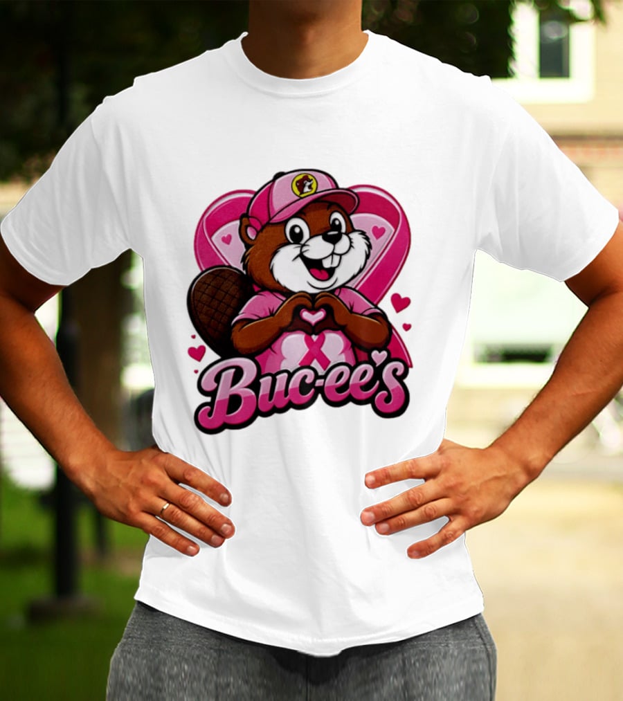 Buc Ee's Pink Ribbon Beaver Breast Cancer Awareness T-Shirt