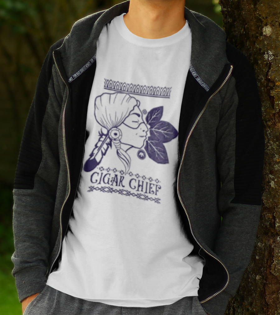 Cigar Chief Native American Smoking Profile T-Shirt