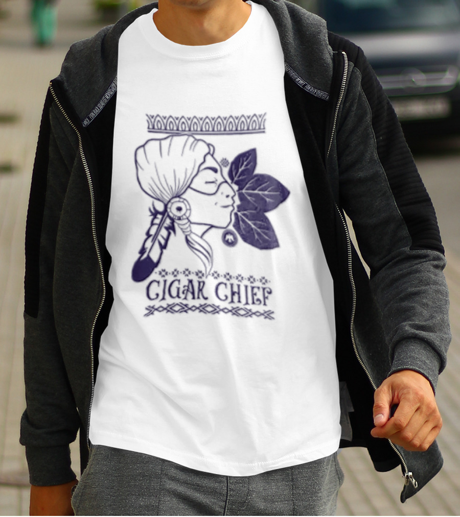 Cigar Chief Native American Smoking Profile T-Shirt