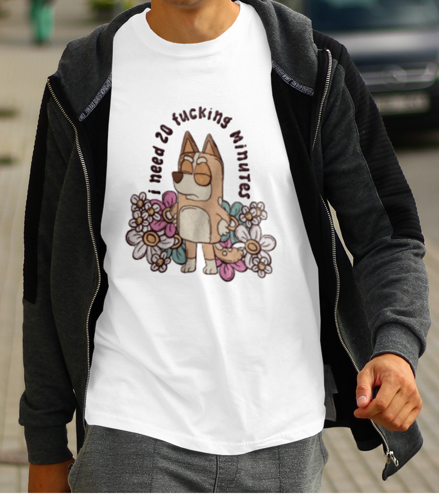 I Need 20 Fucking Minutes Bluey Bingo Floral T-Shirt