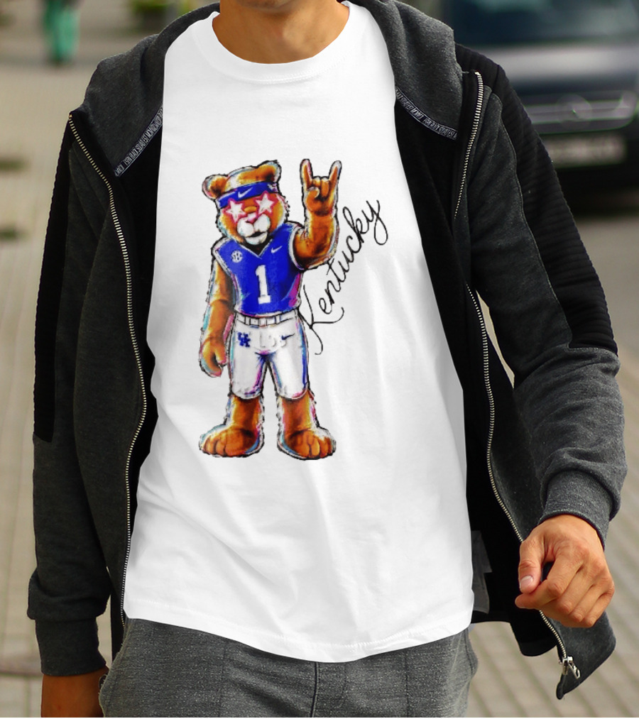 Kentucky Wildcats Mascot NCAA Pink Star Glasses Rock Sign T-Shirt