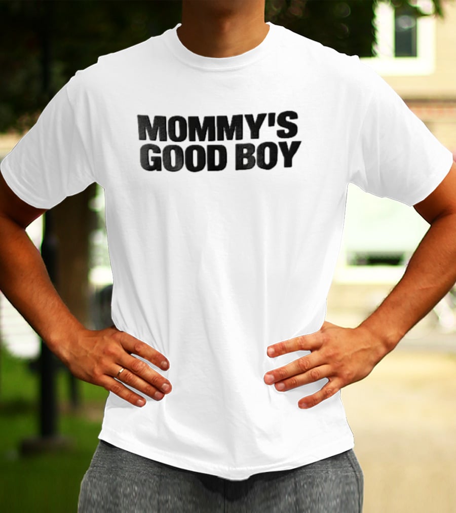 Mommy's Good Boy Sans Serif Lettering Black T-Shirt