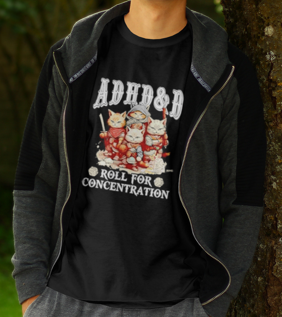 ADHD&D Roll For Concentration Cat Trio Adventure T-Shirt
