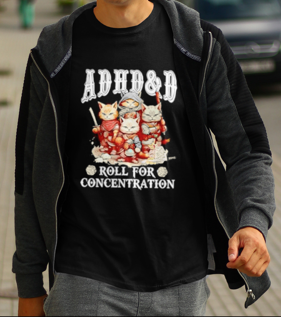 ADHD&D Roll For Concentration Cat Trio Adventure T-Shirt