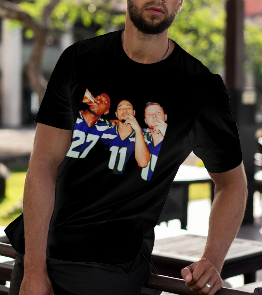 Avery Smith Jaxon Smith Njigba Sam Darnold Seattle Seahawks Smoking Image T-Shirt