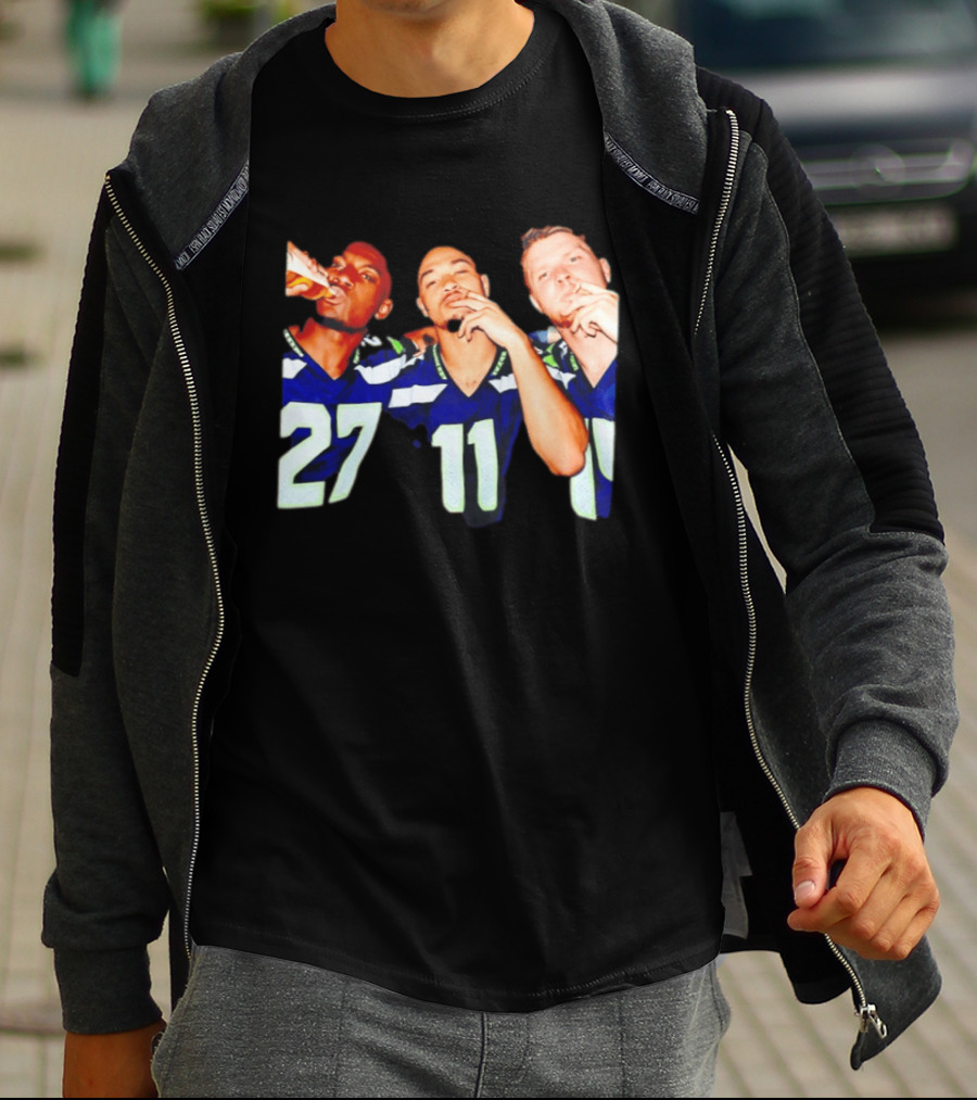 Avery Smith Jaxon Smith Njigba Sam Darnold Seattle Seahawks Smoking Image T-Shirt