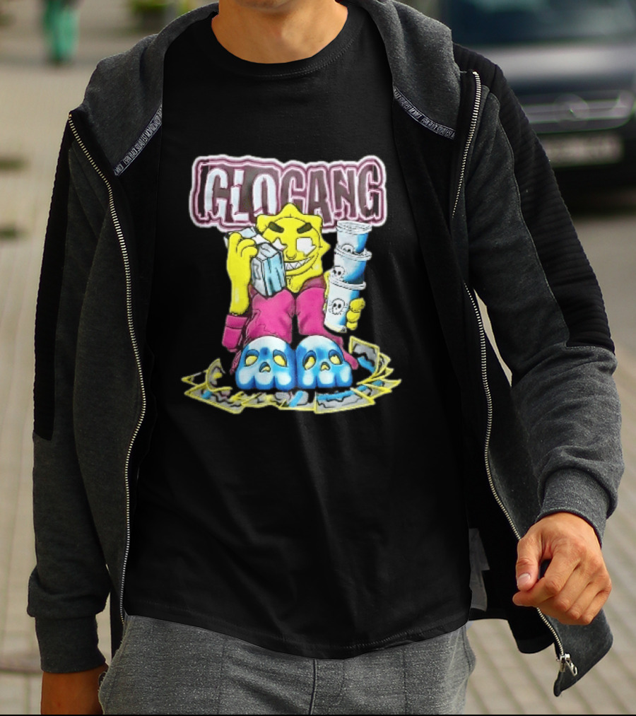 Glo Gang Cartoon Sun Money Double Cups Skull Slippers T-Shirt