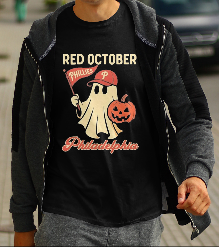 Red October Phillies Ghost Pumpkin Philadelphia T-Shirt
