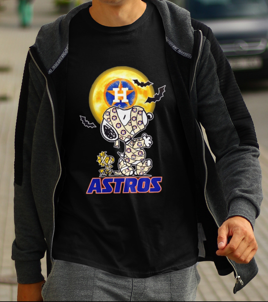 Houston Astros Snoopy Woodstock Halloween Mummy Cosplay T-Shirt