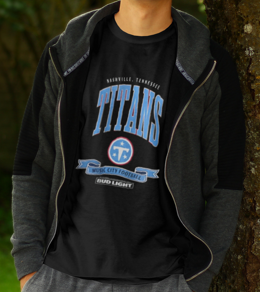 Nashville Tennessee Titans Music City Football Bud Light T-Shirt