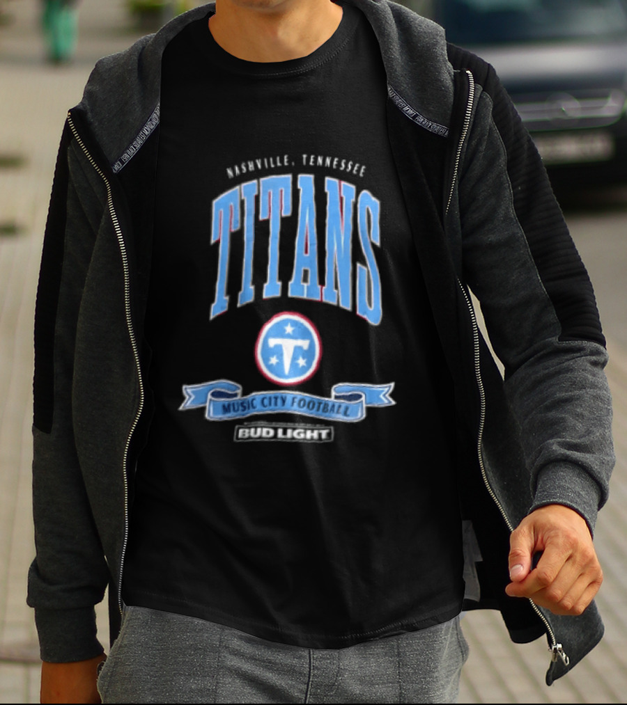 Nashville Tennessee Titans Music City Football Bud Light T-Shirt