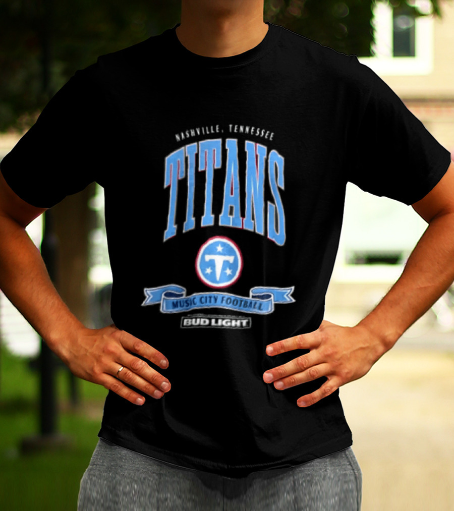 Nashville Tennessee Titans Music City Football Bud Light T-Shirt