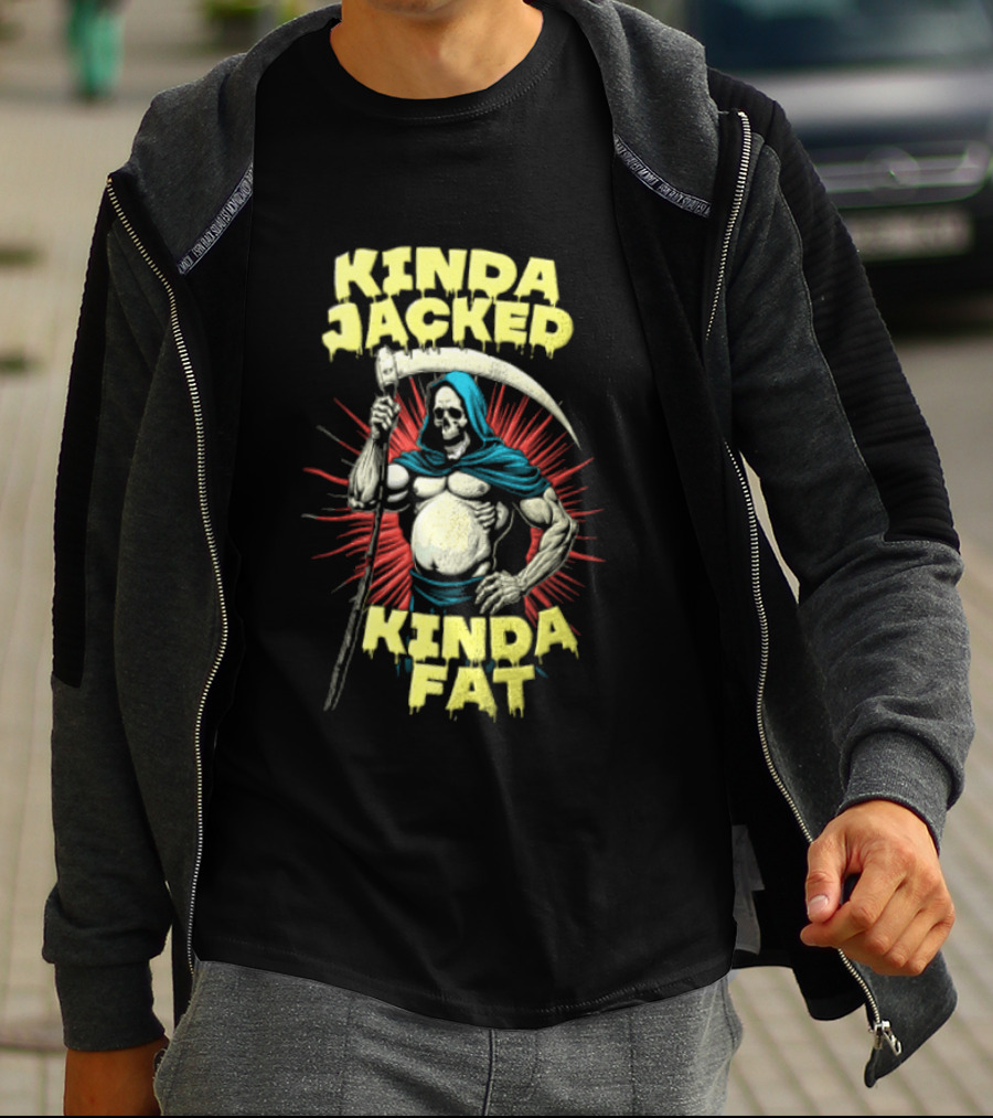 Kinda Jacked Kinda Fat Grim Reaper Parody Fitness Humor T-Shirt