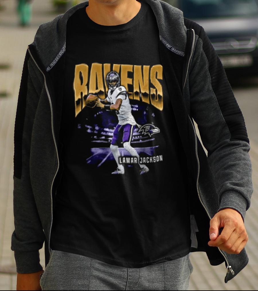 Ravens Lamar Jackson Football Iconic Quarterback T-Shirt