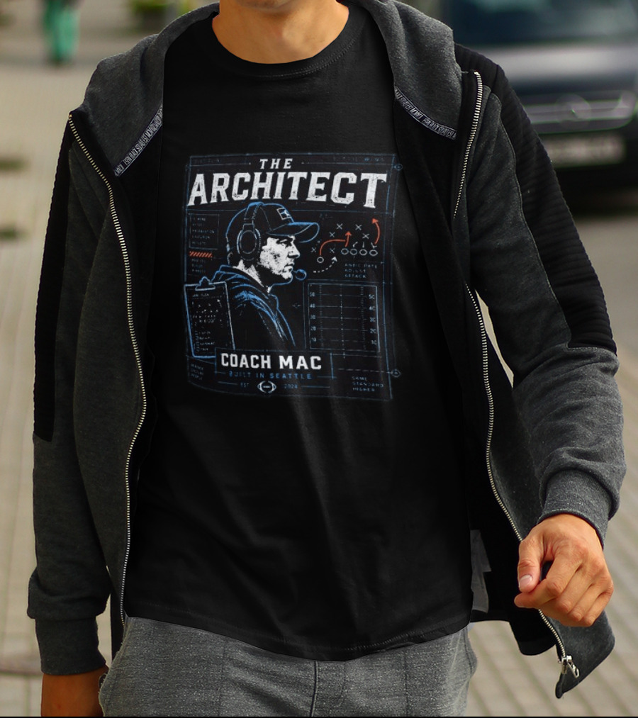 The Architect Coach Mac Built In Seattle Seahawks Strategy Playbook 2024 T-Shirt