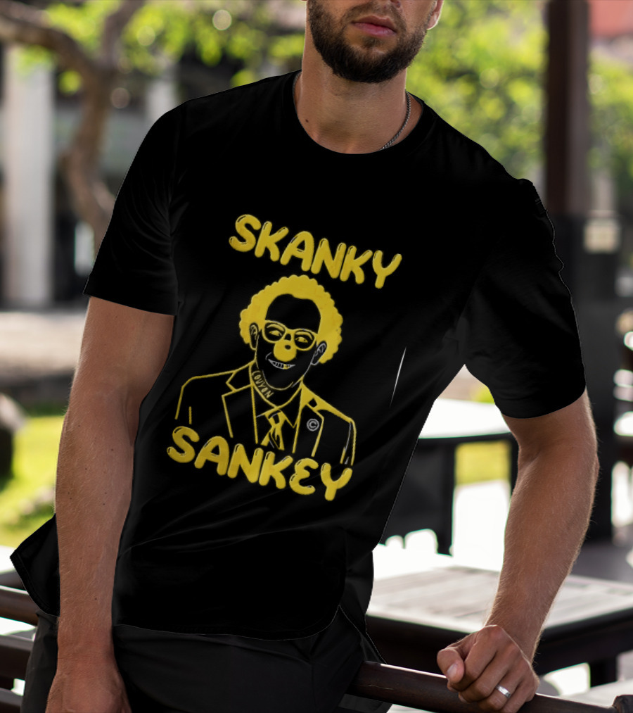 Skanky Sankey Couyon Clown Glasses Yellow Suit Caricature T-Shirt