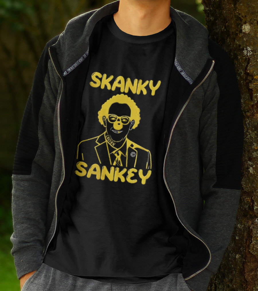 Skanky Sankey Couyon Clown Glasses Yellow Suit Caricature T-Shirt