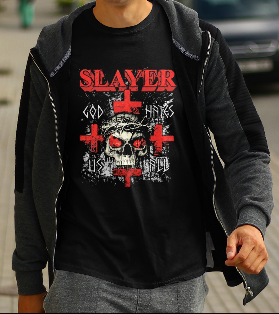 Slayer God Hates Us All Skull Red Crosses T-Shirt