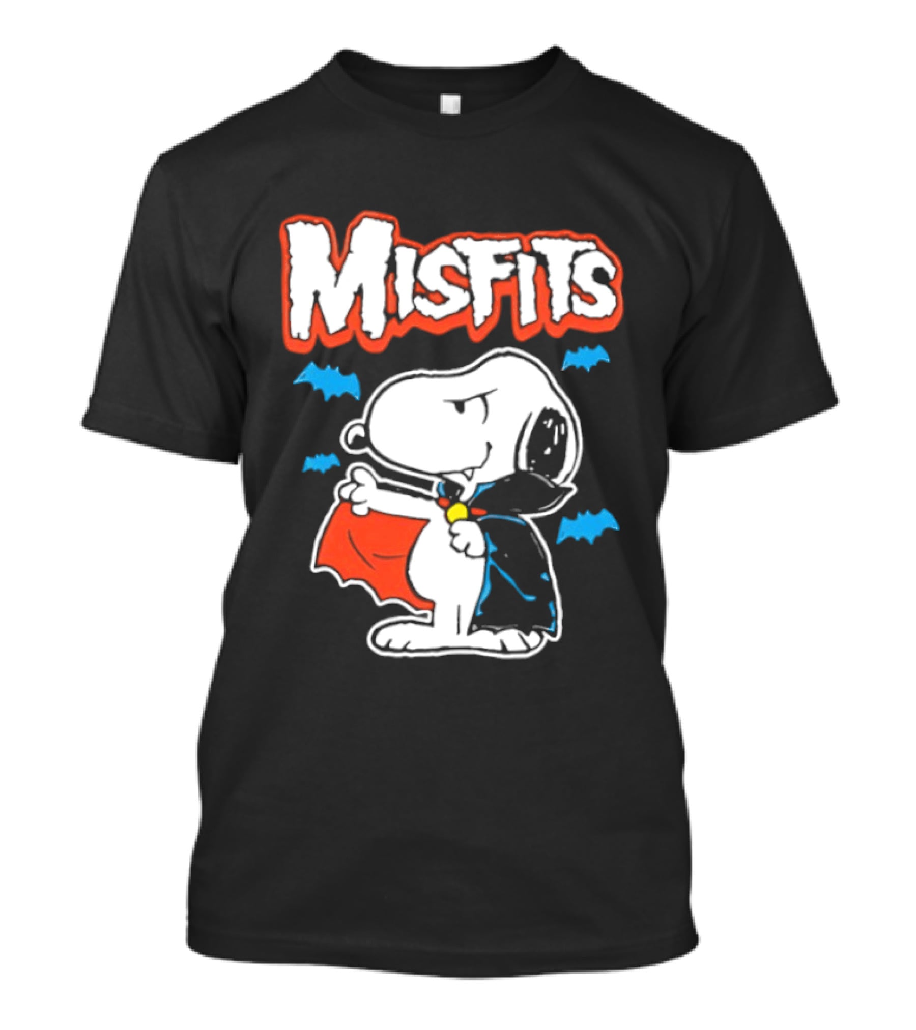 Misfits Snoopy Vampire Halloween Blue Bats Cloak T-Shirt