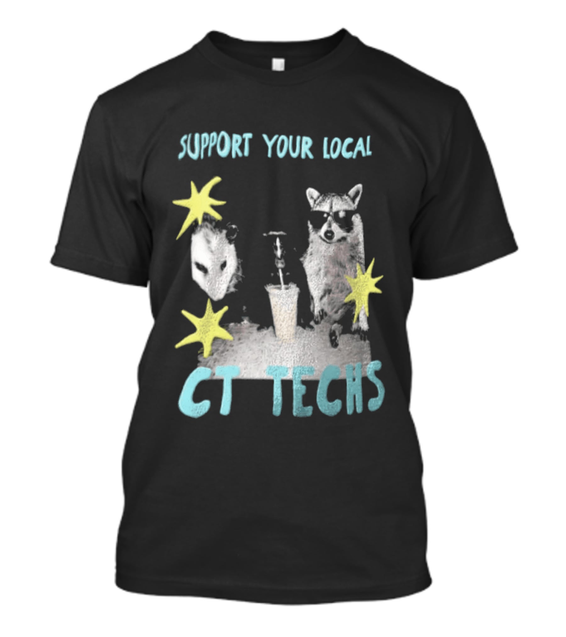 Support Your Local CT Techs Opossum Skunk Raccoon Stars T-Shirt