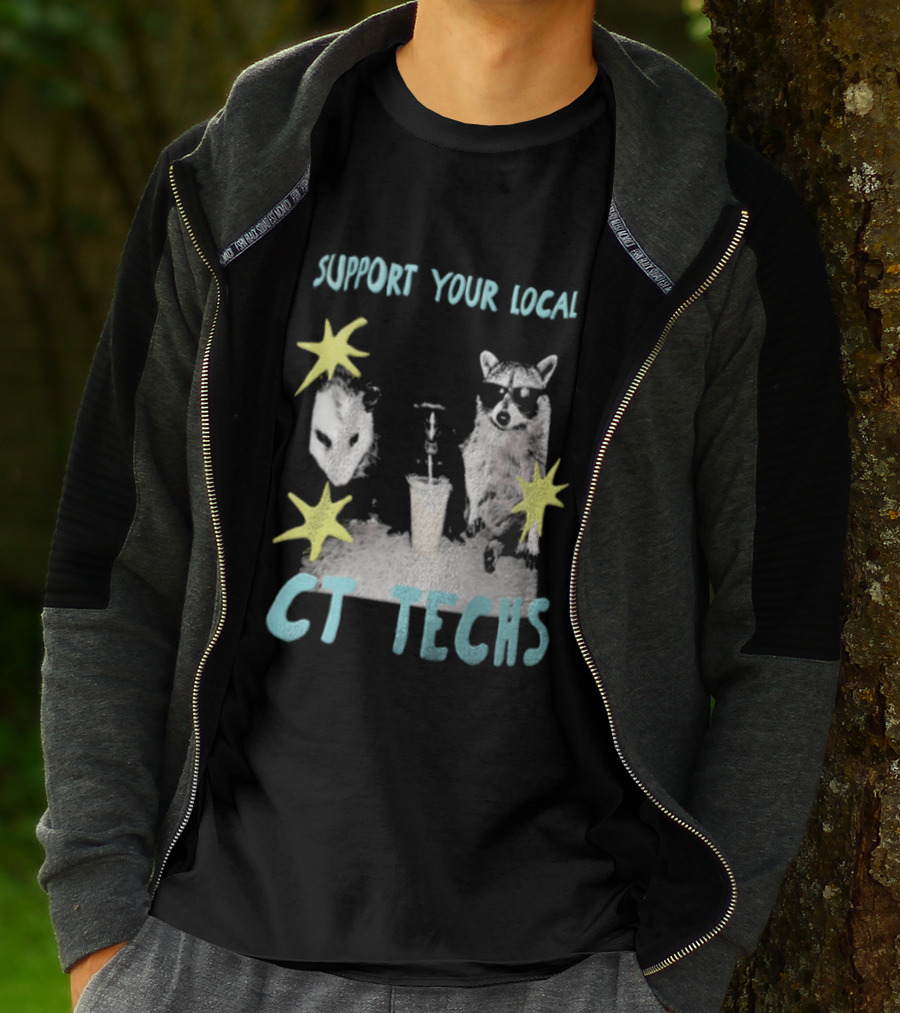 Support Your Local CT Techs Opossum Skunk Raccoon Stars T-Shirt